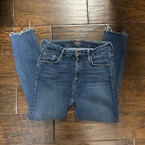 MOTHER Distressed Blue Ankle Jeans